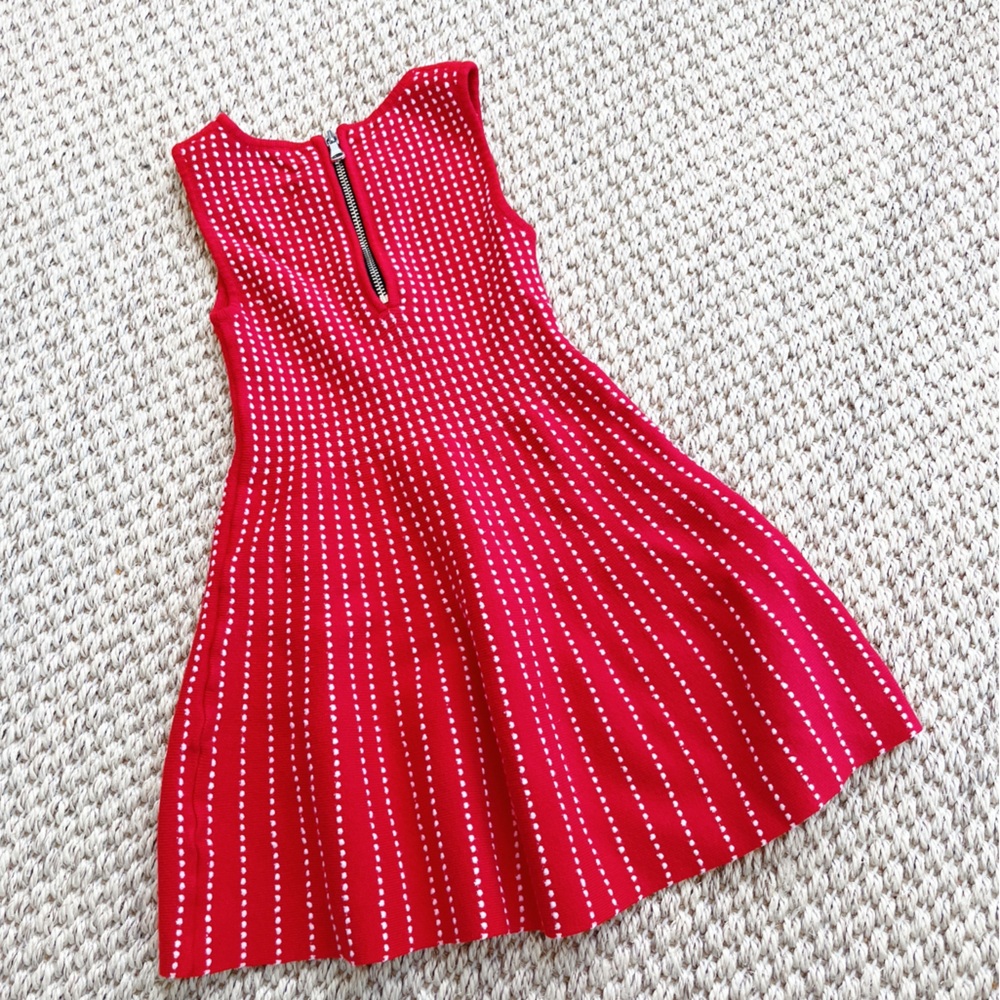 Milly Minis Red Stretch A line Dress with white polka dots - back zipper 2T - Picture 4 of 5